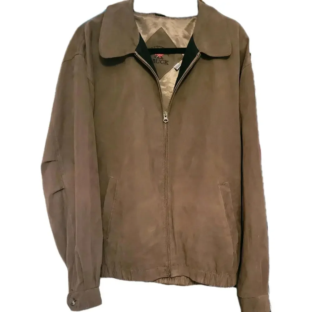 Cutter & Buck Men’s XL Brown Suede Microfiber Bomber Jacket Zip Up Classic - Picture 2 of 5